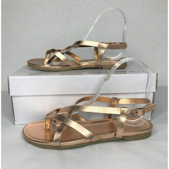 Madden Girl Shoes - Madden Girl Delia Rose Gold Strappy Sandals Size 7